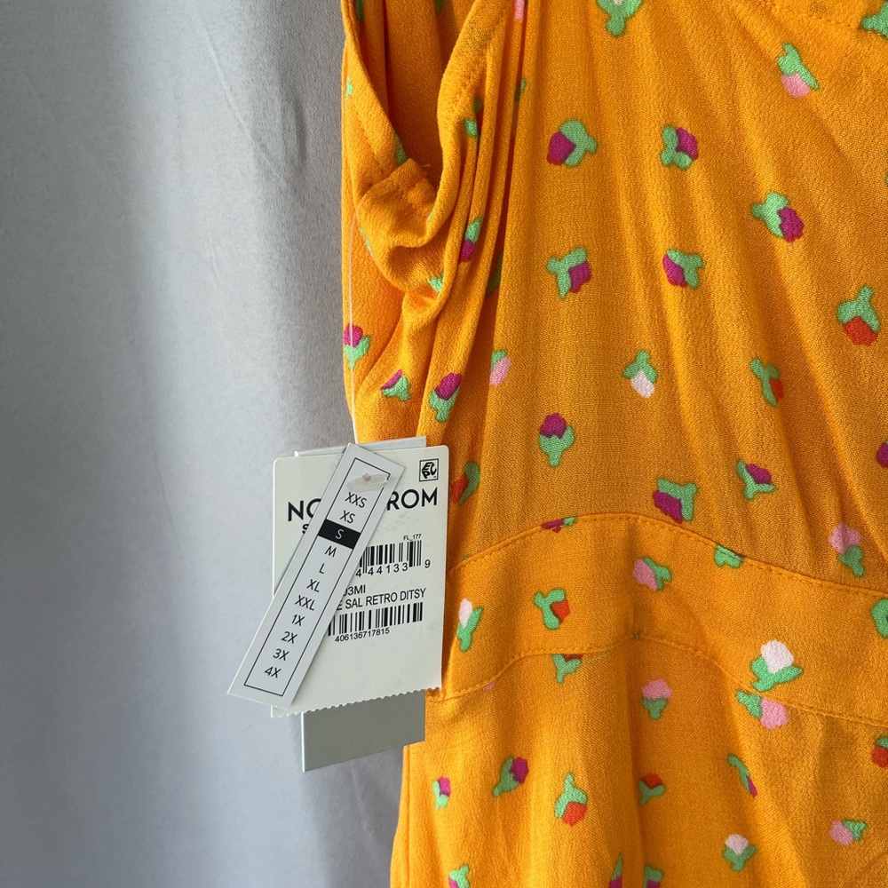 NWT Floral Retro Knot Front Cut Out Midi Sun Dress- Small - Picture 7 of 10